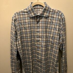 Peter Millar Casual Plaid Shirt - Blue and Brown